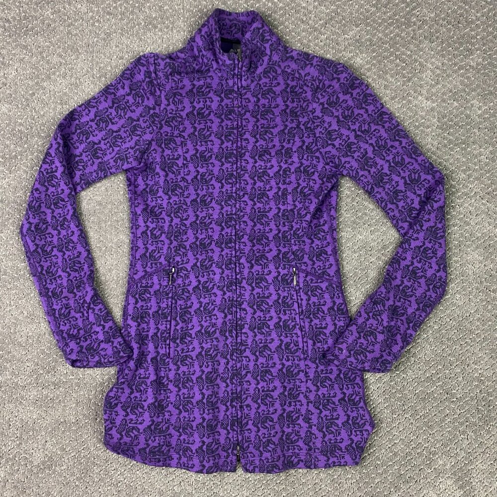Ibex Full Zip Sweater Jacket Women's XS Purple Zque Merino Wool Mock Neck
